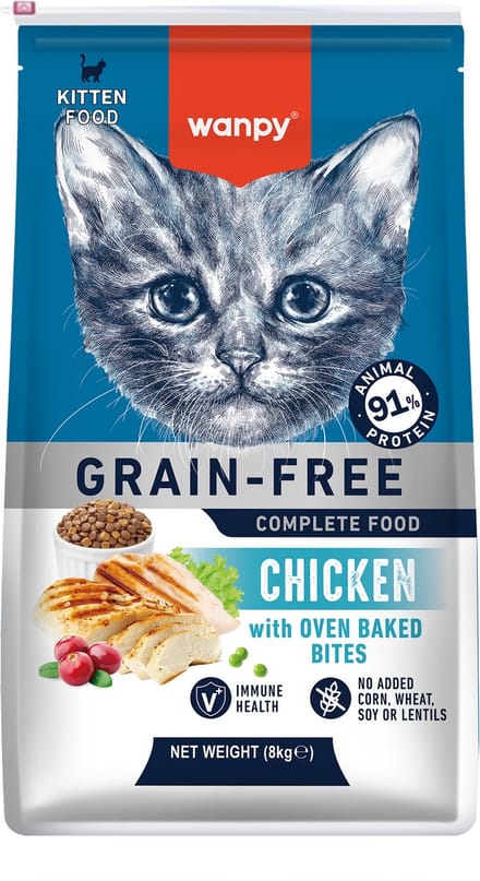 Wanpy - Kitten - Kattenvoer - Droogvoer - Kip - 8 kg - Graanvrij
