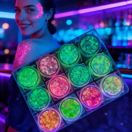 Glitter Set - Sequins Chunks - Feestelijke Looks Creëren - Fluorescerend Effect - 12 Kleuren - Multicolor