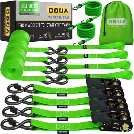 Ratelspanbanden - Spanbanden set - Vracht Beveiligen - Rubberen S-haken - 4 stuks - Groen