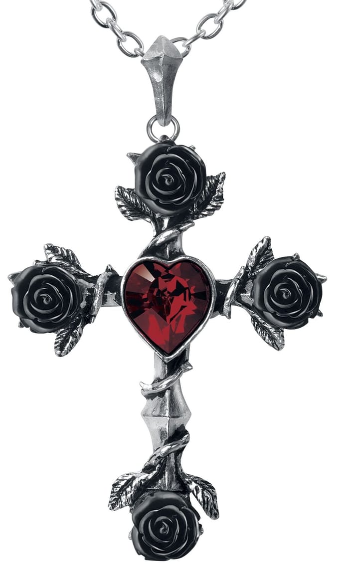 Alchemy Gothic - Gothic Halsketting - Black Rosifix - voor Vrouwen - zilverkleurig