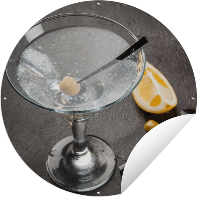Tuincirkel Alcohol - Martini - Fruit - Olijven - 60x60 cm - Ronde Tuinposter - Buiten