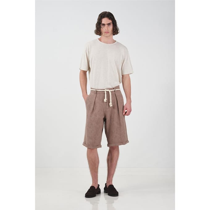 Gestructureerde Hoge Taille Wijd Benen Shorts