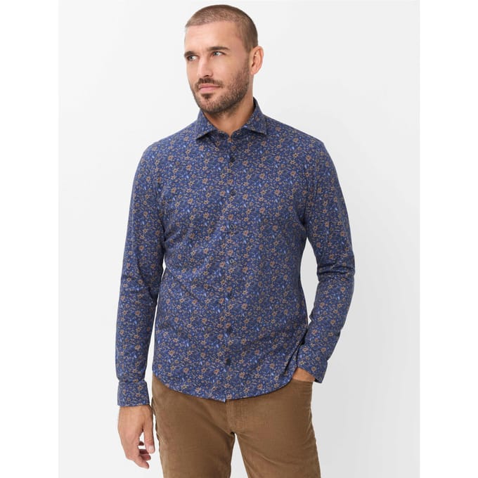 Brax Heren Overhemd  Style HAROLD navy, donkerblauw, maat M