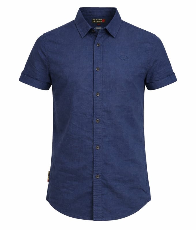 Norlund - Heren Overhemden Cran Linnen Shirt - Blauw - Maat L