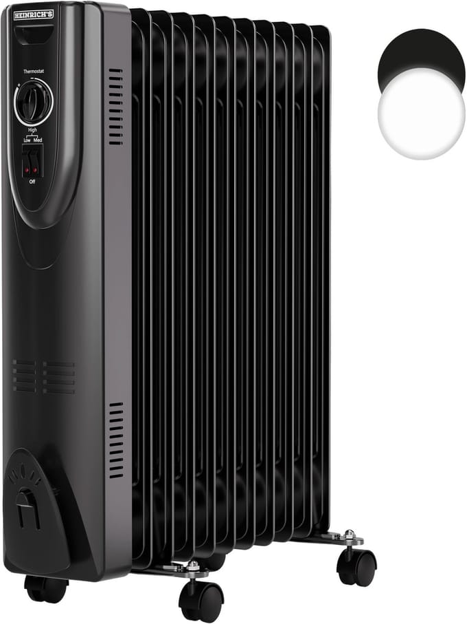 Heinrich’s HOR 8701 olieradiator - 11 ribben - 2500 W - met handdoekenhouder - zwart