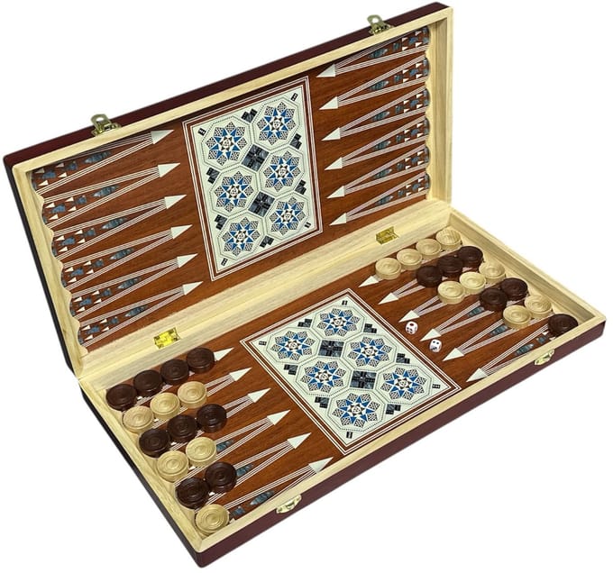 Ultra Chess Gambit - Schaken, Backgammon en Dammen - 3in1 set - 49X49CM - Hout - Opklapbaar bord