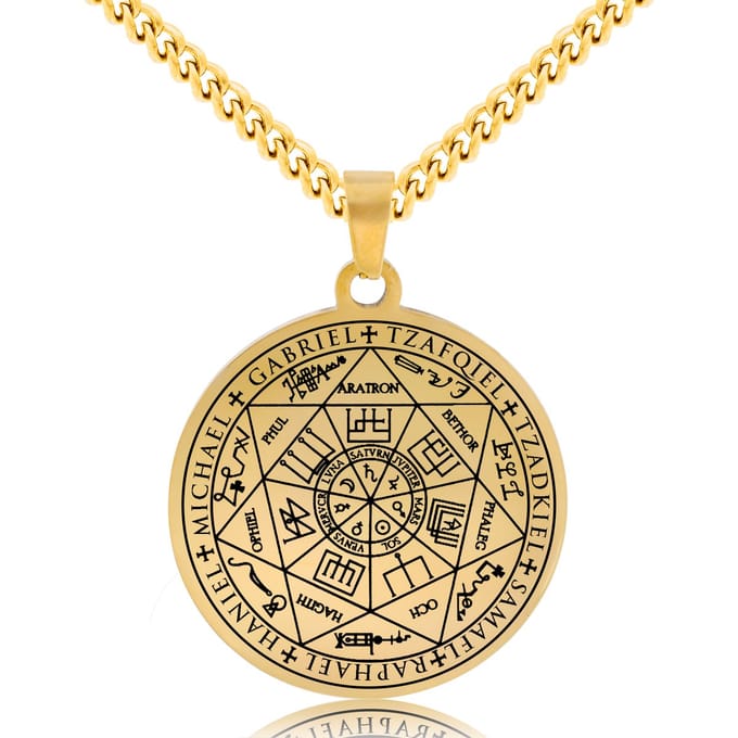 Beschermengelen Ketting Goudkleurig - 7 Engelen Talisman / Medalion - Aartsengel - Engelen Hanger - 60cm