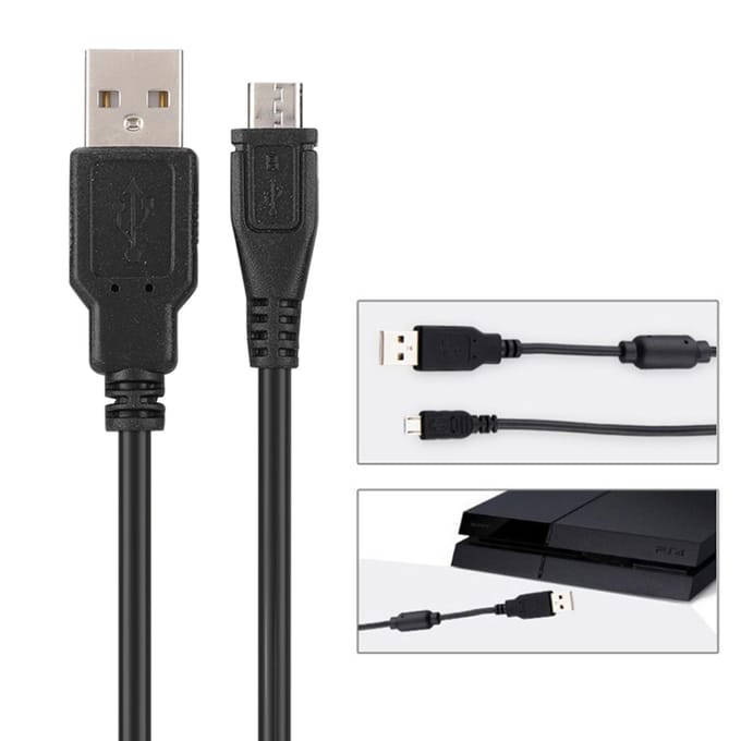 1.8M USB-oplaadkabel met magneetring voor PS4 Slim Pro Controller Gamepad wit