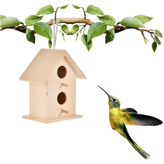 Houten Vogelhuis Hangend Nestkastje Vogelhuis voor Buitentuin Decoraties beige