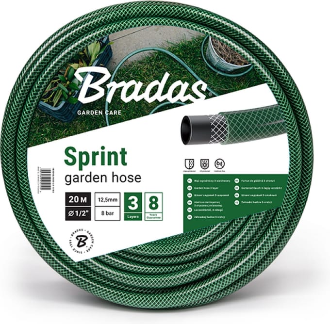 Bradas Tuinslang SPRINT – 20 m – 3/4" (19 mm) – Drielaags Groen