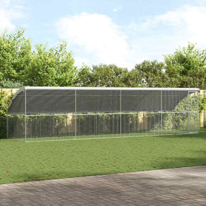 vidaXL - Kippenkooi - met - 1 - deur - 4 - st - zilver - 800x200x200cm