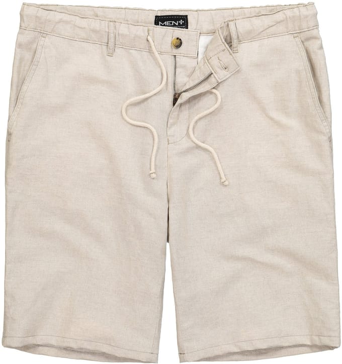 Men Plus - Heren - Linnenmix-Bermuda relaxed fit elastische tailleband - Natuur - Maat 56