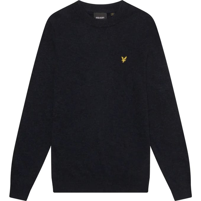Lyle & Scott trui donkerblauw gemeleerd lamswol