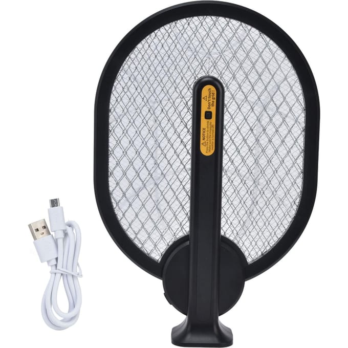 Elektrische Vliegenmepper Multifunctioneel 2 in 1 USB Oplaadbare Elektrische Vliegenmepper voor Thuis gray