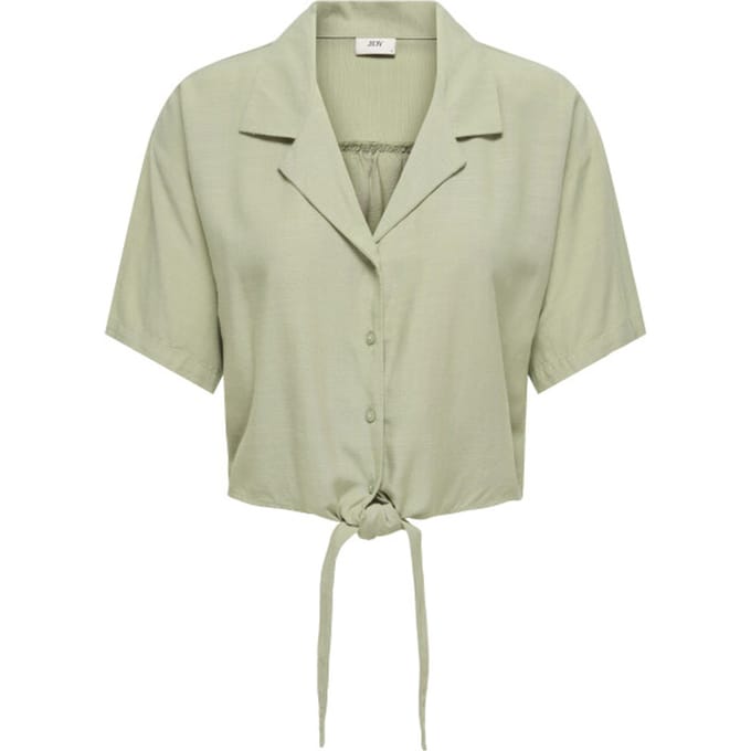JDY - JDYCAYA LINEN S/S KNOT SHIRT WVN DIA - Dames - Blouses