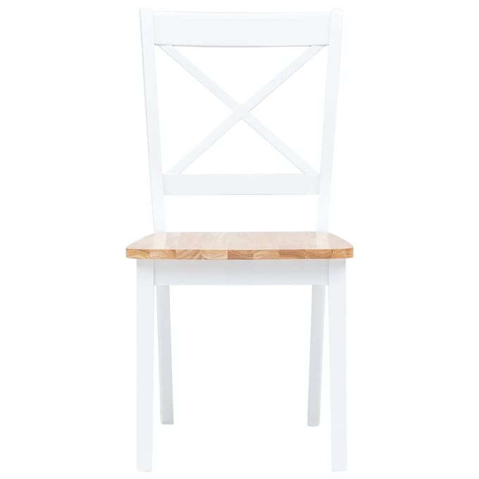 vidaXL - Eetkamerstoelen - 4 - st - massief - rubberwood - naturel - en - wit