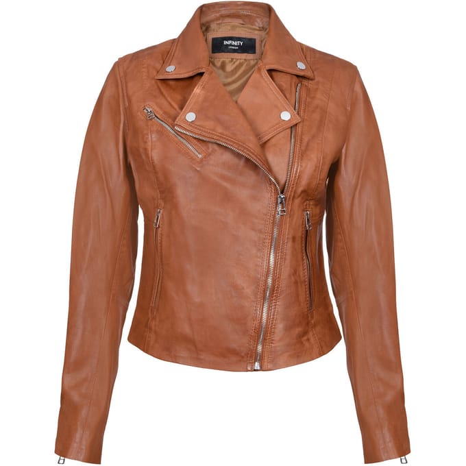 Dames slim leren bikerjack-Matlock