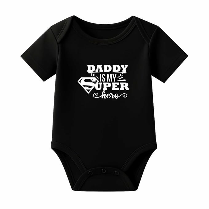 Romper Daddy is my superhero - zwart - korte mouw