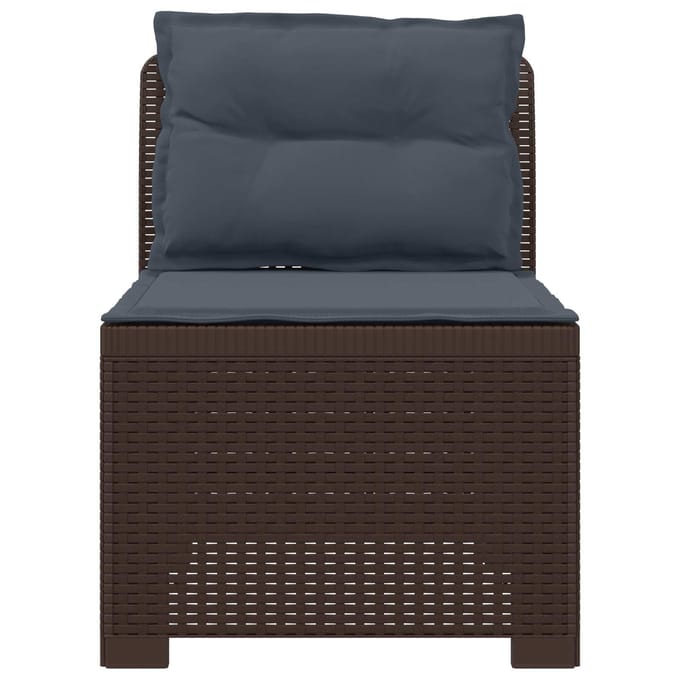 vidaXL - Eén-zits - Tuin - Sofa - met - Kussens - Rieten - Look - PP - Bruin