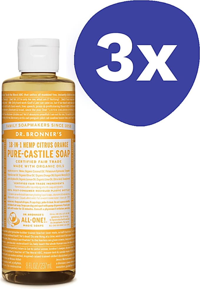 Dr. Bronner's Citrus Orange Vloeibare Zeep (3x 237ml)