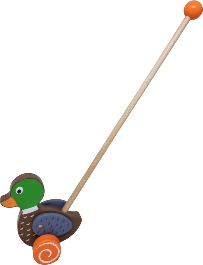 Playwood Houten duwstok Eend loopstok duwfiguur