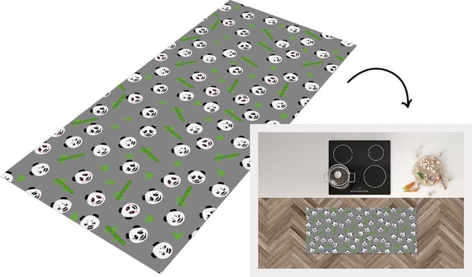 Keukenloper - Loper keuken - Panda - Bamboe - Design - 120x50 cm - Keukenloper vinyl