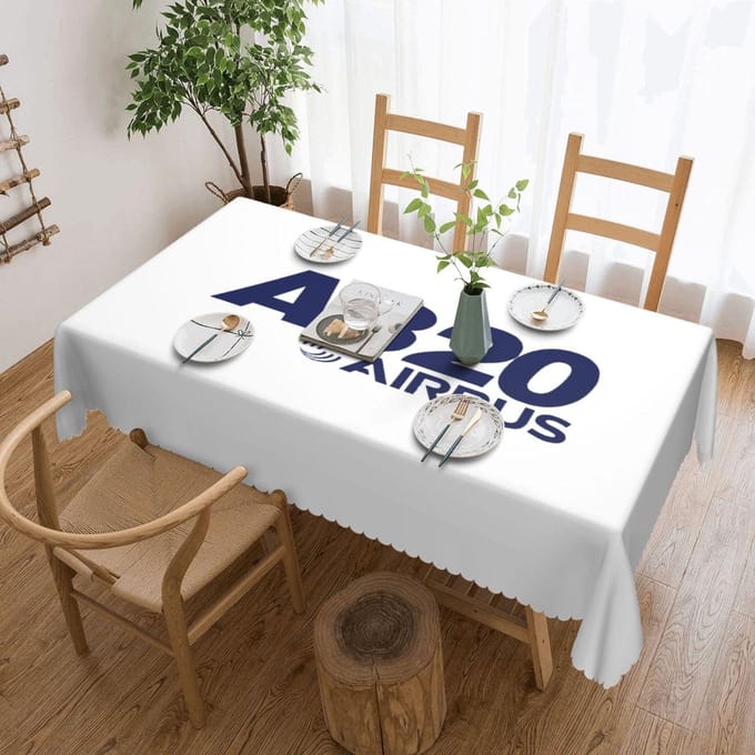 Airbus A320 Logo Customized Rectangular Tablecloth Waterproof Table Cover for Dining Events Table Cloth 137x183cm gray