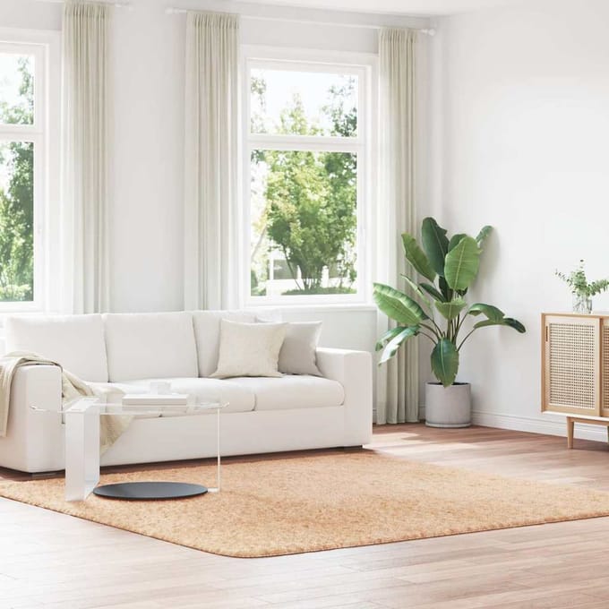 vidaXL - Hoogpolig - vloerkleed - NAVARRA - 240x240 - cm - polyester - beige