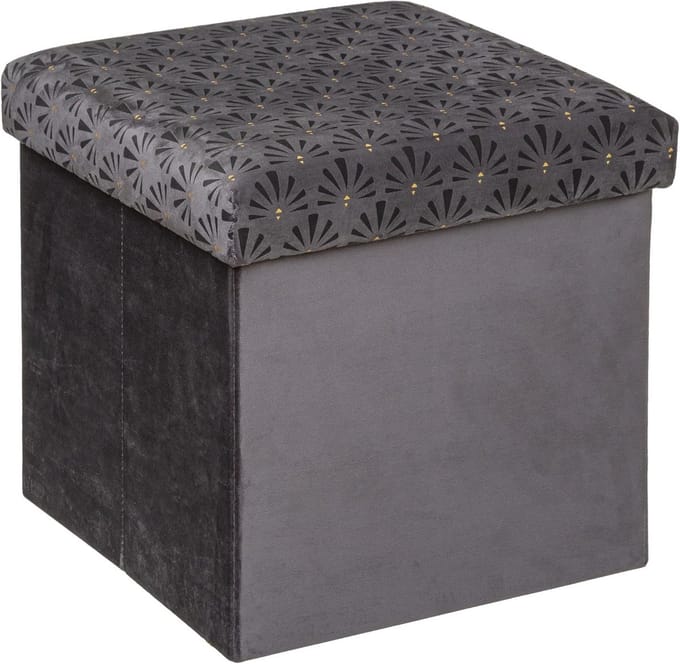 2-in-1 Zitzak en Opbergdoos van Fluweel - Grijs 38 x 38 cm