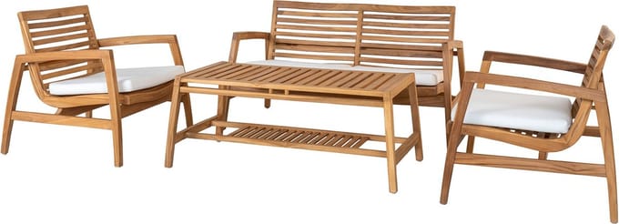 Tuin Set - Naturel/Wit- Teakhout- Zithoogte 41cm - House Nordic