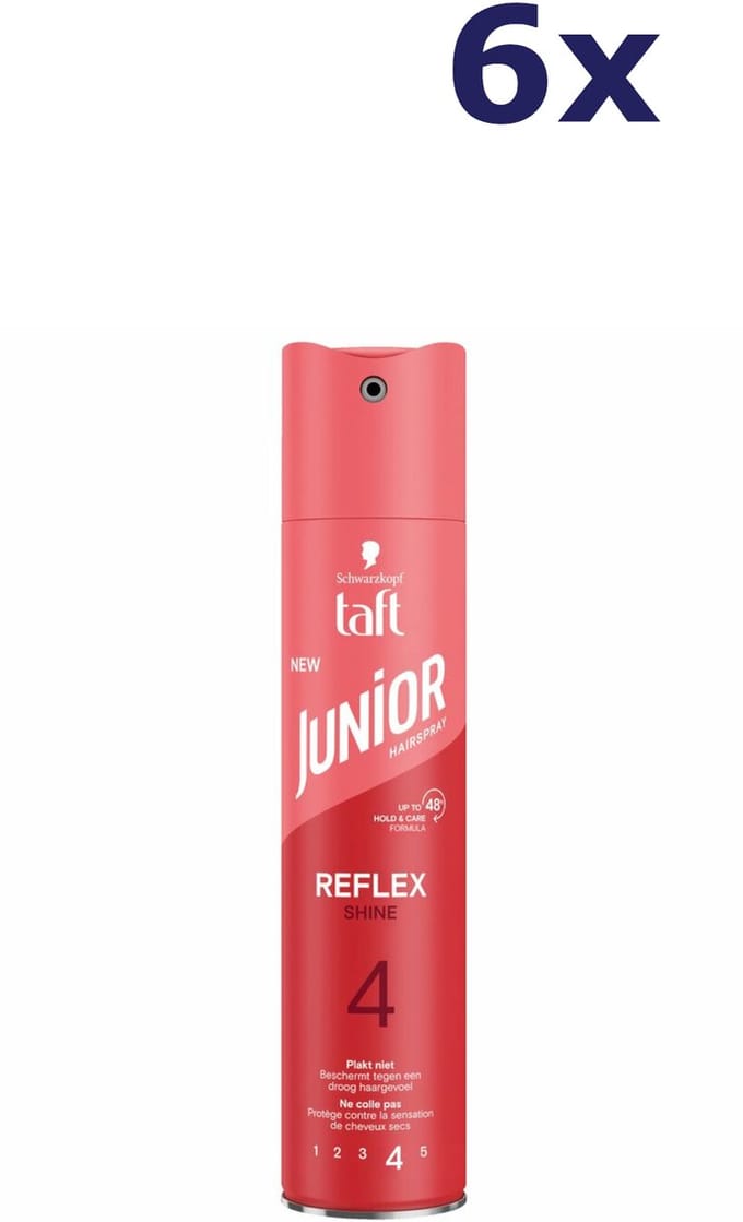 Taft - Junior Hairspray Ultra Reflex Shine - 6 x 250 ml - Voordeelverpakking