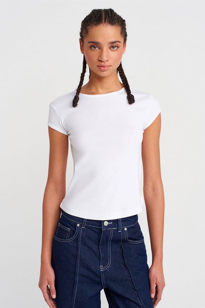 Dames Slim Fit Katoenen Rondhals T-Shirt