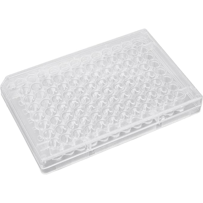 10 stuks Weefselkweekplaat 96-putjes Helder Polystyreen Celgroei Kweekplaat met Plastic Deksel voor Laboratorium Flat Bottom white