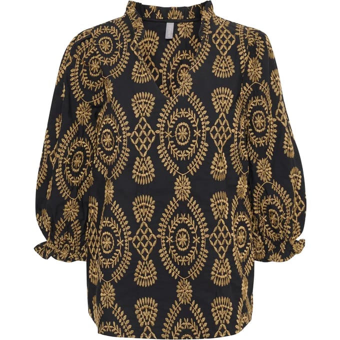 Blouse met korte mouwen Casual fit Blac