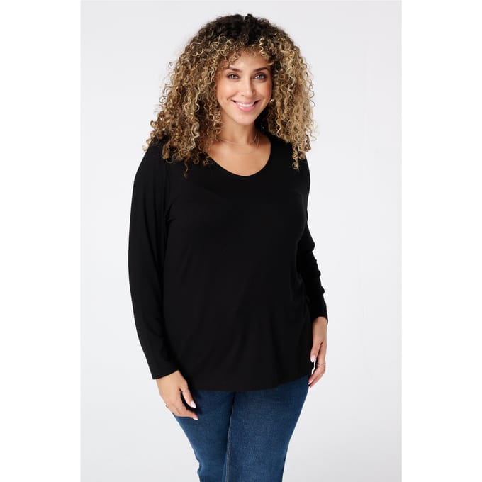 MS Mode Top Top met lange mouwen en v-hals