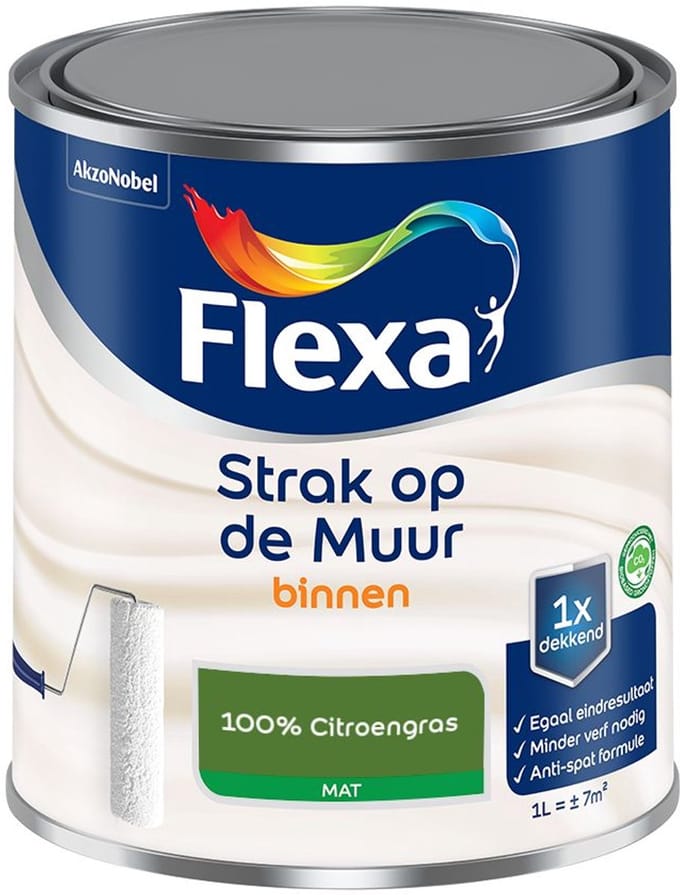 Flexa - Strak Op De Muur Binnen Mat - 100% Citroengras - Mengverf - 1 L