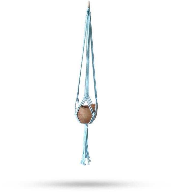 Macramé pannenlap klassiek - poederblauwe middelgrote pot