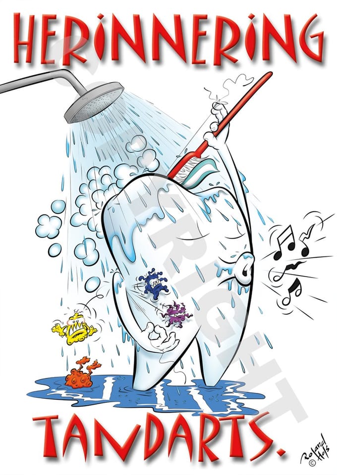 Oproepkaart - HERINNERING TANDARTS - Cartoon 'Wassende kies' - 2000 stuks