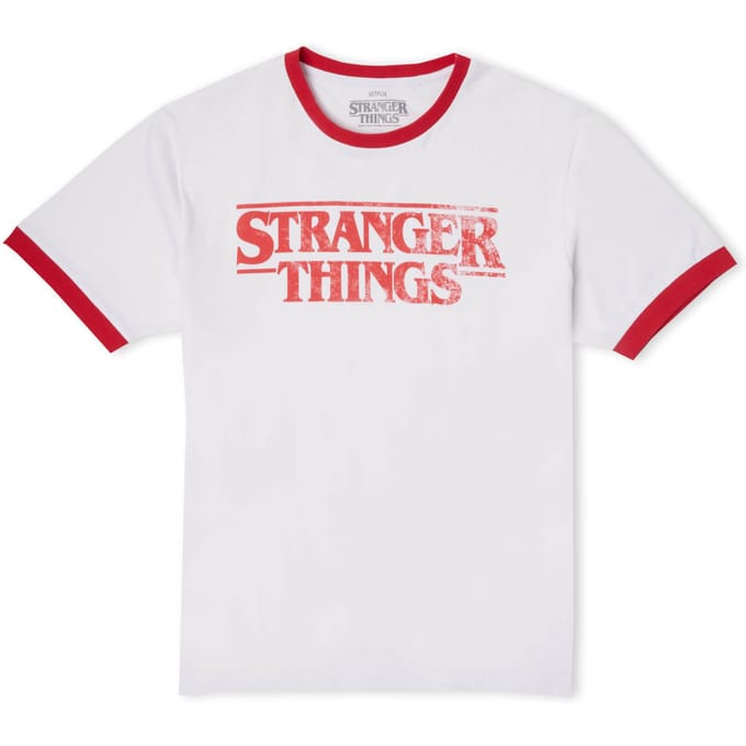 Stranger Things Vintage Logo Unisex Ringer T-Shirt - White/Red - XL