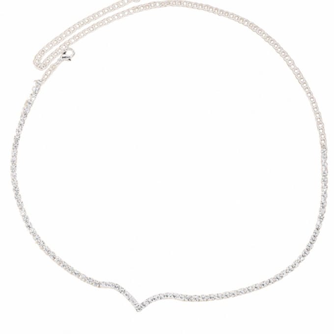 Ketting-V Strass- Trouwen - Zilverkleur-Charme Bijoux
