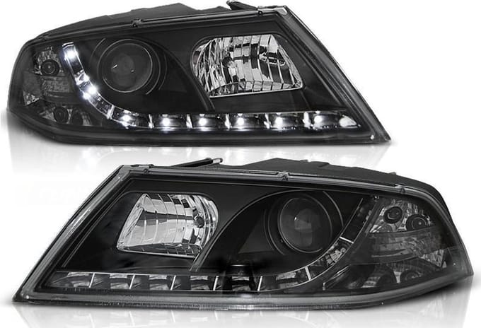 Koplampen met parkeerlicht SKODA OCTAVIA 2 03 04- 08 ZWART