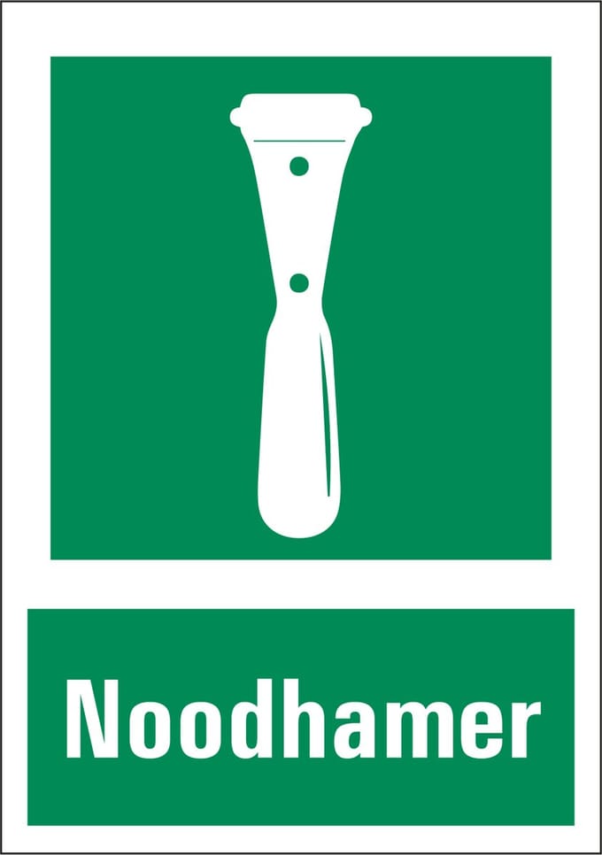 Noodhamer sticker met tekst 297 x 420 mm