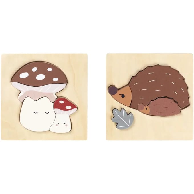 Houten puzzel Fabelab Mushroom & Hedgehog (x2)