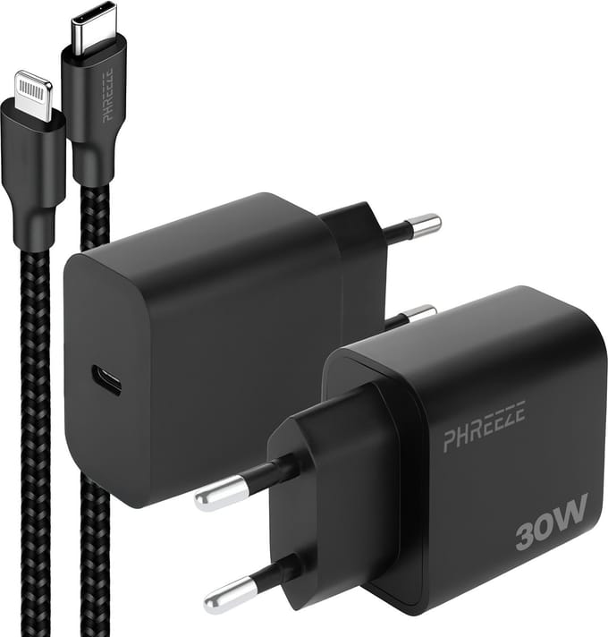 Phreeze 30w usb C snellader geschikt voor iPhone en iPad - Met geschikt voor usb C naar Lightning kabel - Oplader