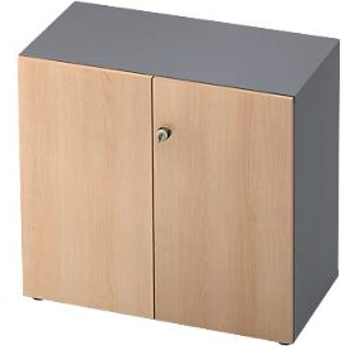 TOPAS LINE archiefkast, 2 dossierhoogtes, afsluitbare deuren, grafiet/eiken decor