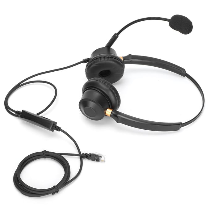 Binaurale Headset Handsfree Telefoon Headphone met Ruisonderdrukkende Microfoon en Volumeregeling