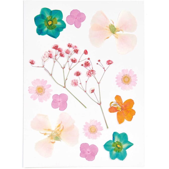 Rico Design mix set geperste bloemen "Oranje Turkoois "