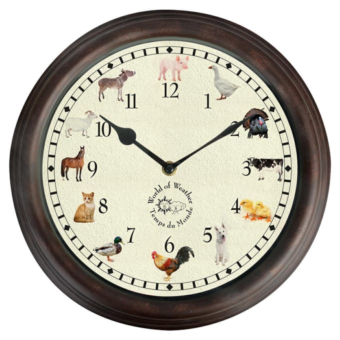 Esschert Design Klok met boerderijdierengeluiden