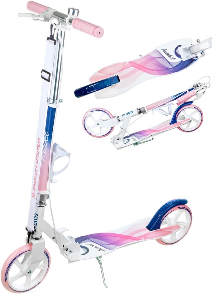 RAVEN Anabel Marineblauw/Roze 200mm step met rem, bel en bidonhouder