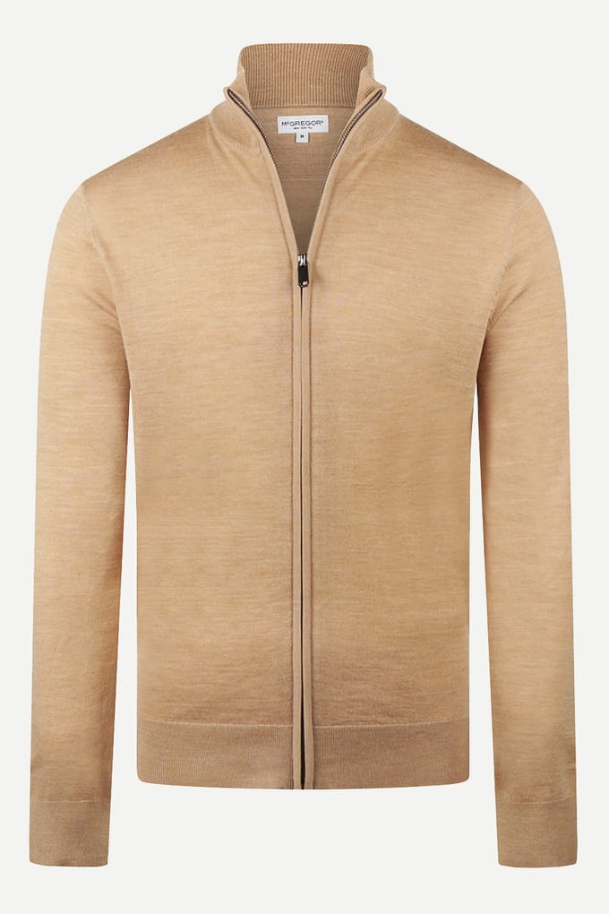 McGregor Fine Merino Zip Thru Cardigan Camel Größe: 3XL | Cardigans Outlet | Herren | Braun